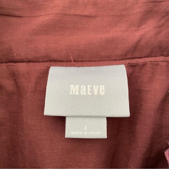 Anthropologie Maeve Diamond Cut Midi Full Skirt Size 2 Embroidered Waist Brown - Picture 7 of 12